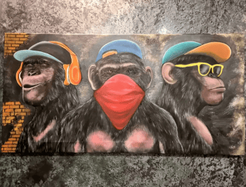 Интерьерная картина 'Три обезьяны '. 100х50