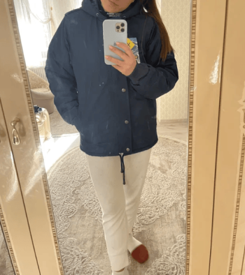 Пуховик женский с капюшоном Хаки