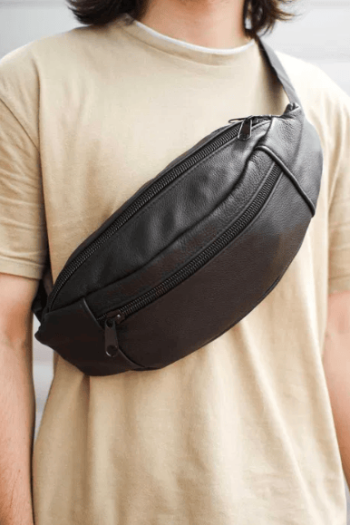 Мужская кожаная бананка поясная на пояс / через плечо 003 Лучшая цена!