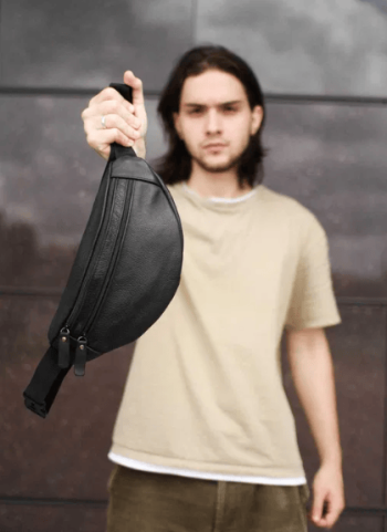 Мужская кожаная бананка поясная на пояс / через плечо 001 Лучшая цена!