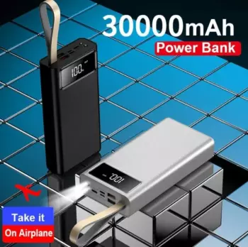 Аккумулятор универсальный Power Bank 30000 mAh с фонариком