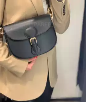 Кожаная женская чёрная сумка через плече с натуральной кожи