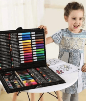 Набор для детского творчества 228 предметов краски карандаши чемодан