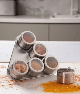 Комплект магнітних баночок для спецій + Підставка