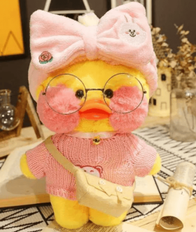 Желтая Мягкая игрушка Каченя Lalafanfan Уточка уткаа ЛАЛАФАН. ХАГИ. КИ
