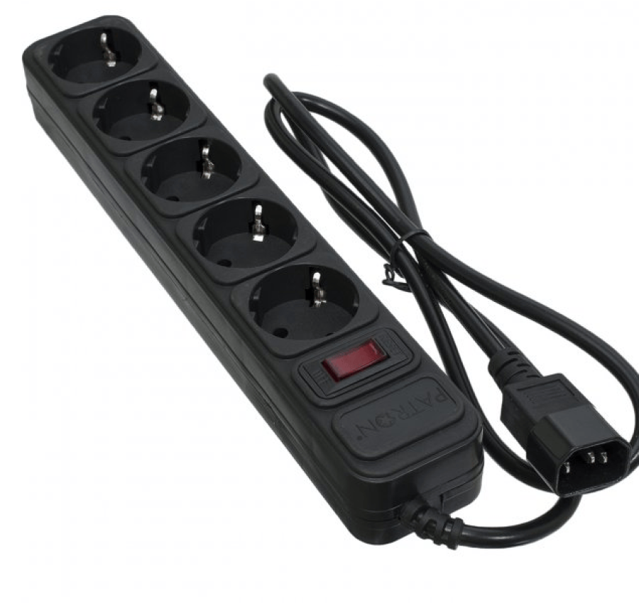 Мережевий фільтр для ДБЖ Patron 5 розеток black 1 м, 3*1мм2 (SP-1053U)