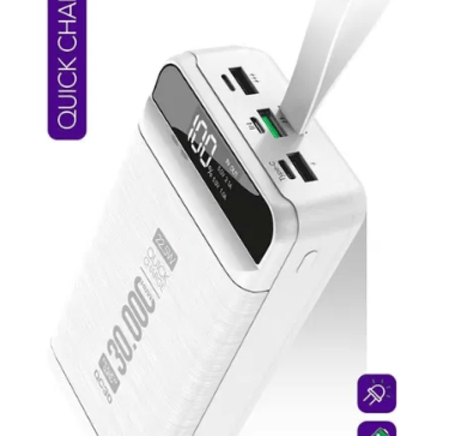 Повербанк 30000 mAh с дисплеем мобильная батарея Power Bank2