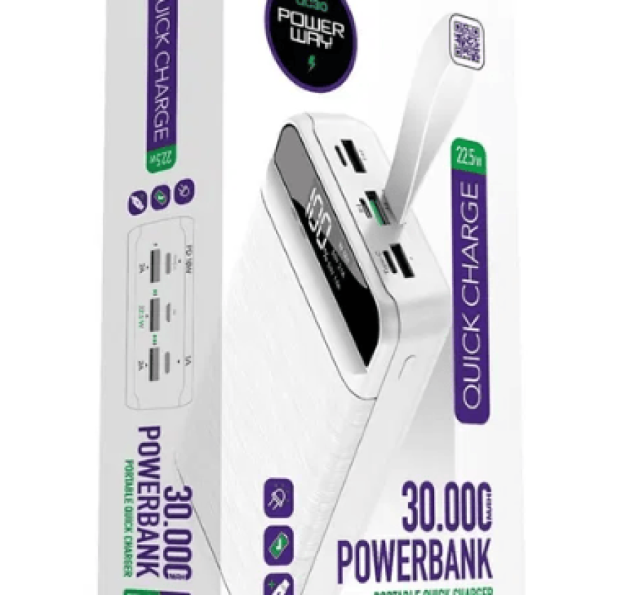 Повербанк 30000 mAh с дисплеем мобильная батарея Power Bank6