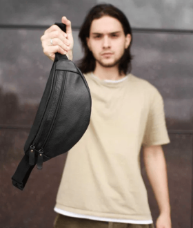 Мужская кожаная бананка поясная на пояс / через плечо 001 Лучшая цена!