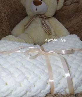 В'язаний пледик. Плюшева пряжа