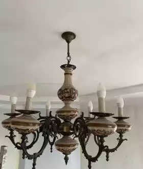 Світильник ,люстра .Бронза-кераміка ( Італія)