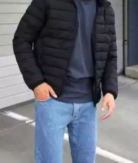 Мужская куртка весенняя весна-осень с капюшоном. Живое фото
