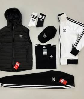 Комплект мужской Adidas костюм спортивный весна-осень с жилеткой