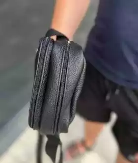 Мужская сумка через плечо / барсетка чоловіча кожа черная Турция