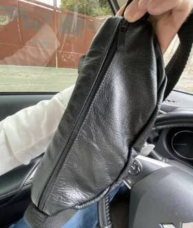 Мужская бананка - сумкая через плечо поясная черная кожа Турция