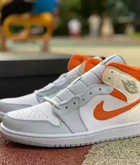Кроссовки Nike Air Jordan 1 Mid Starfish Pure Platinum Джорданы серые
