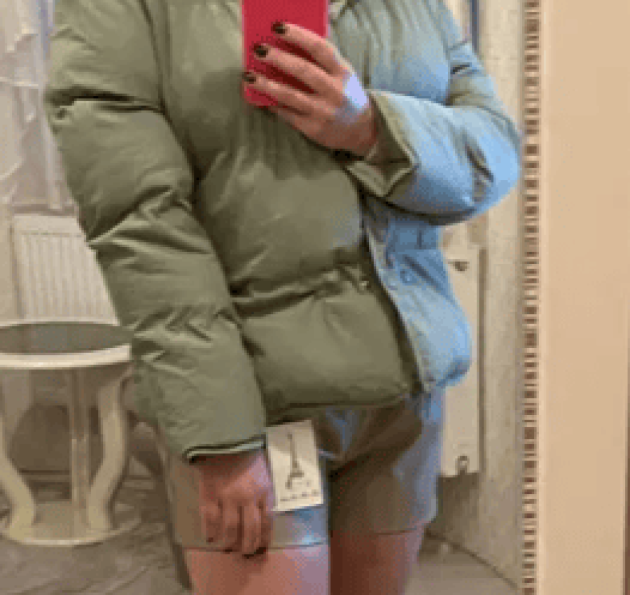 Пуховик женский с капюшоном Хаки