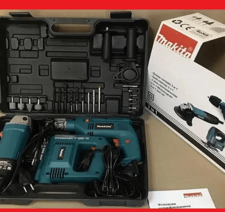 Набор инструментов 3 в 1 Makita Макита. Ударная дрель Лобзик Болгарка
