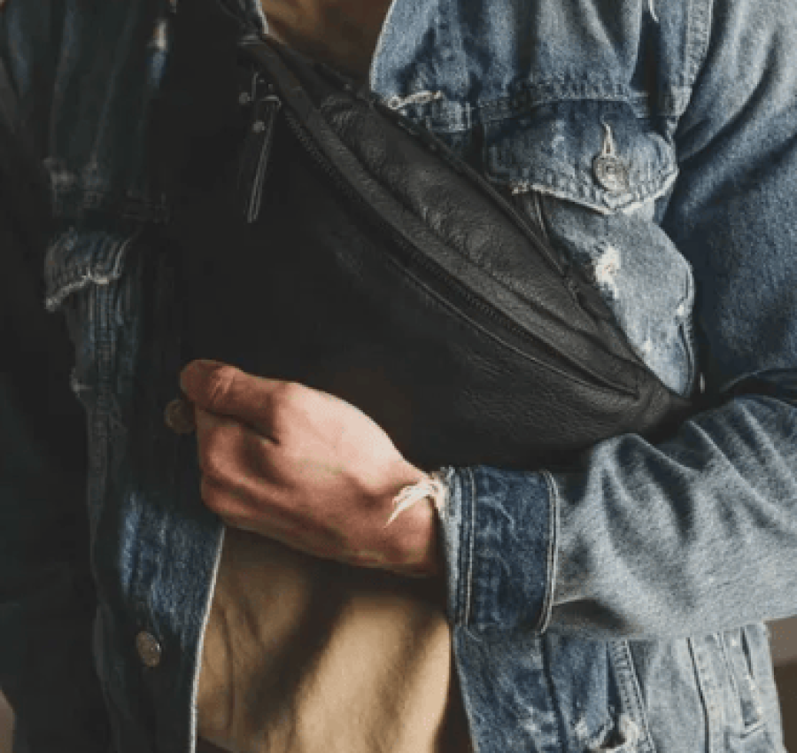 Акция! Мужская кожаная бананка поясная (топ качество) L002 + Ключница