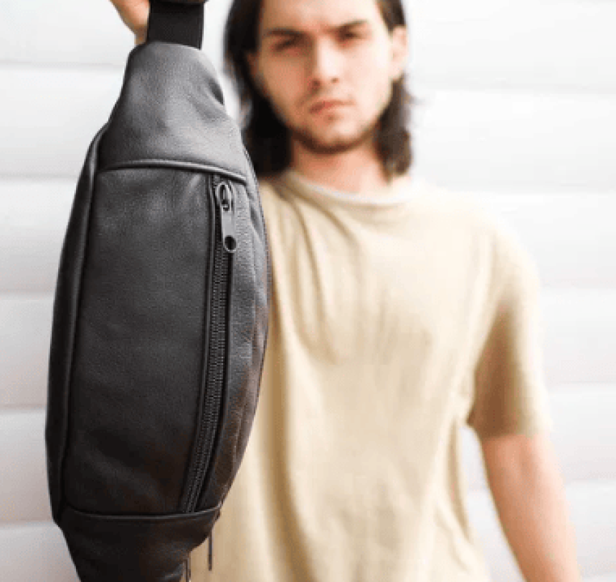 Мужская кожаная бананка поясная на пояс через плечо 003 ТОП продаж!