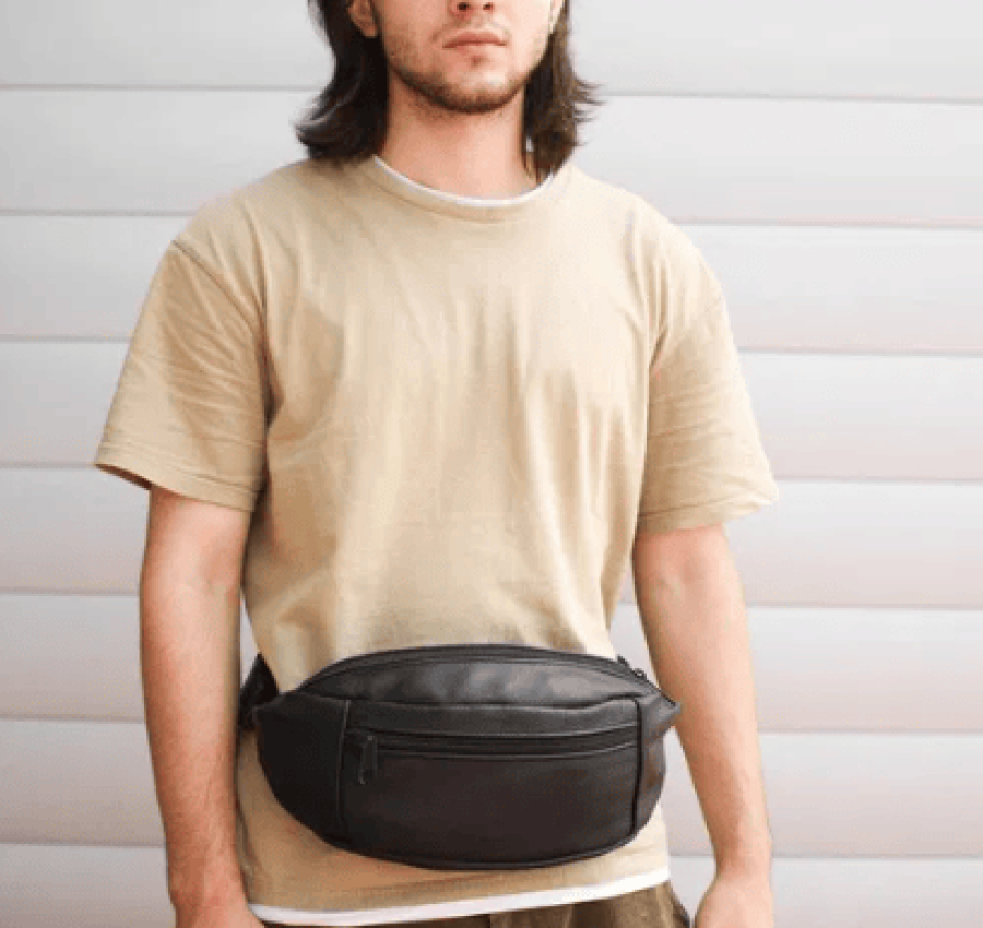 Мужская кожаная бананка поясная на пояс через плечо 003 ТОП продаж! 6