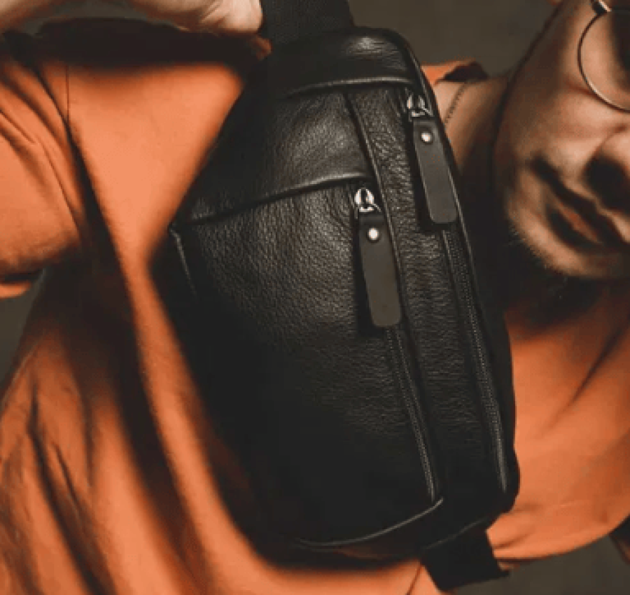 Мужская кожаная бананка поясная на пояс  через плечо 007 Лучшая цена!