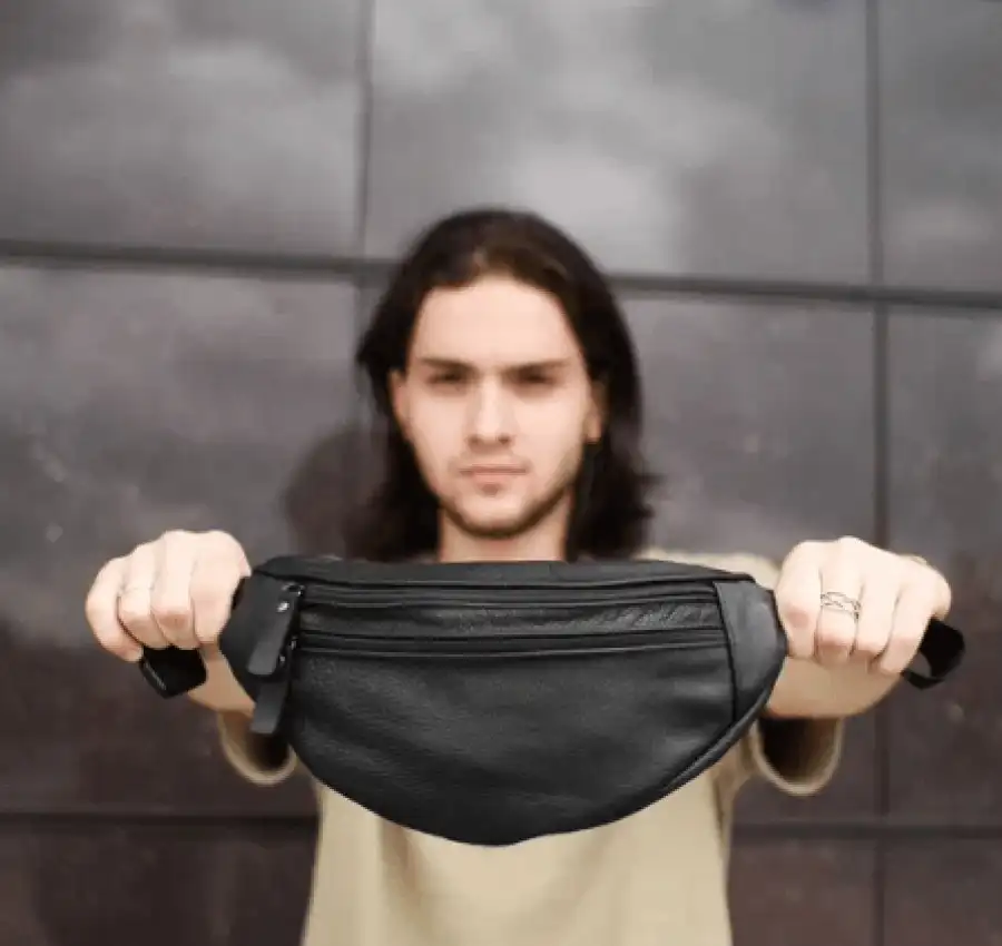 Мужская кожаная бананка поясная на пояс  через плечо 001 Лучшая цена!