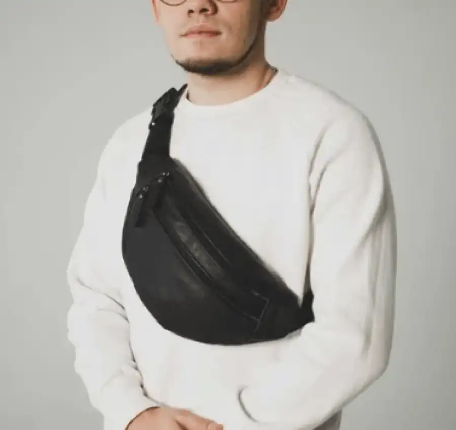 Мужская кожаная бананка поясная на пояс  через плечо 001 Лучшая цена! 3