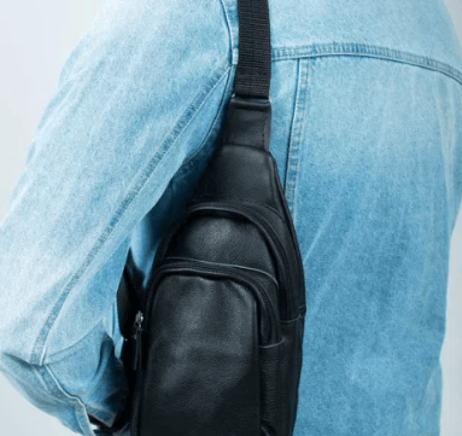 Сумка мужская кожаная слинг через плечо нагрудная 015 Лучшая цена!