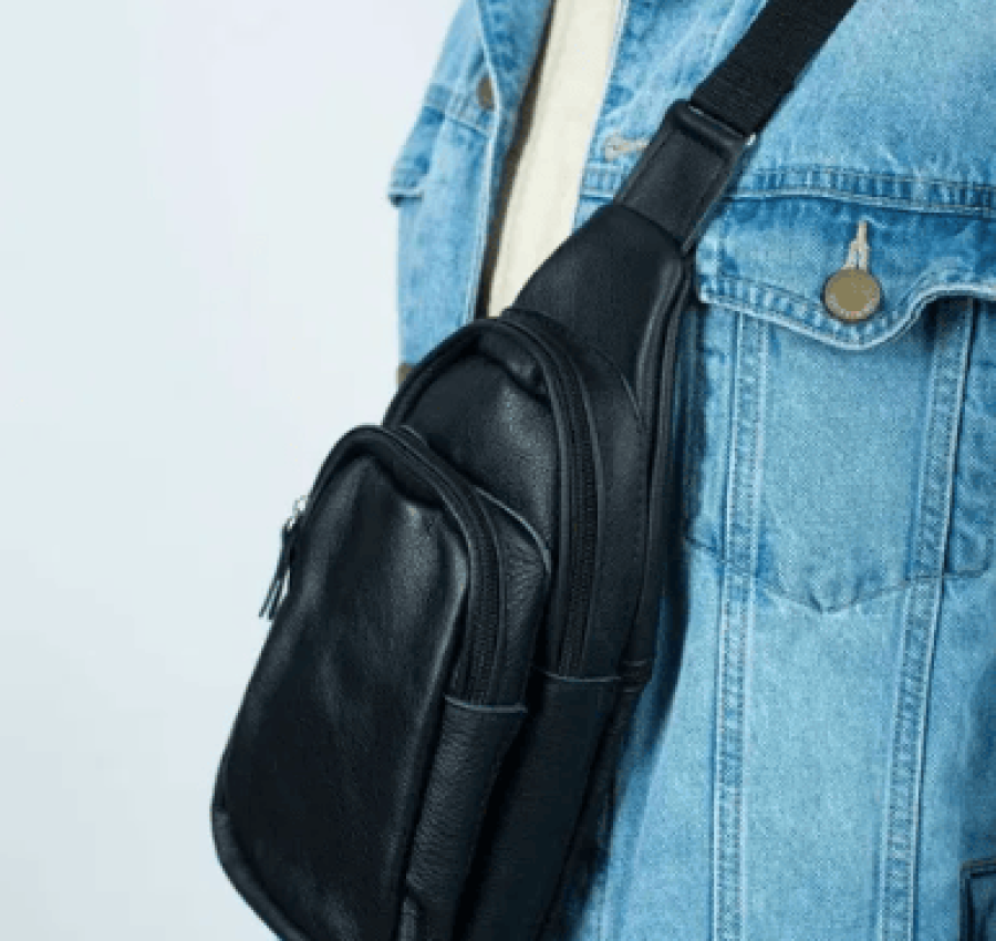 Сумка мужская кожаная слинг через плечо нагрудная 015 Лучшая цена! 2