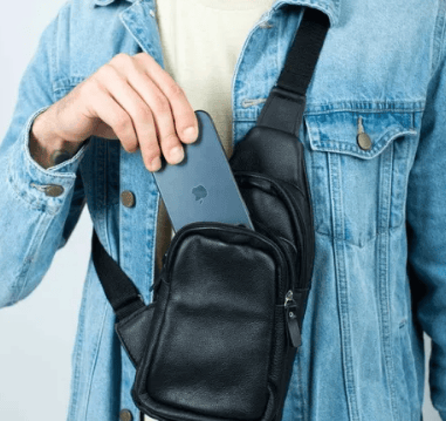 Сумка мужская кожаная слинг через плечо нагрудная 015 Лучшая цена! 4