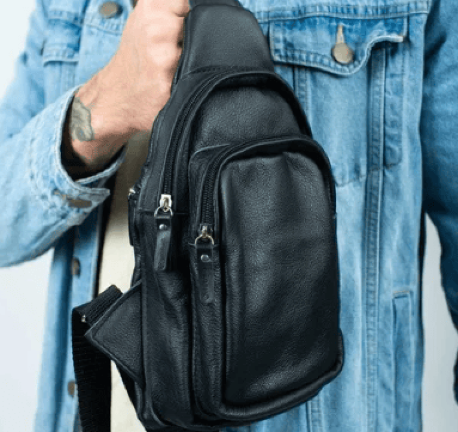Сумка мужская кожаная слинг через плечо нагрудная 015 Лучшая цена! 6