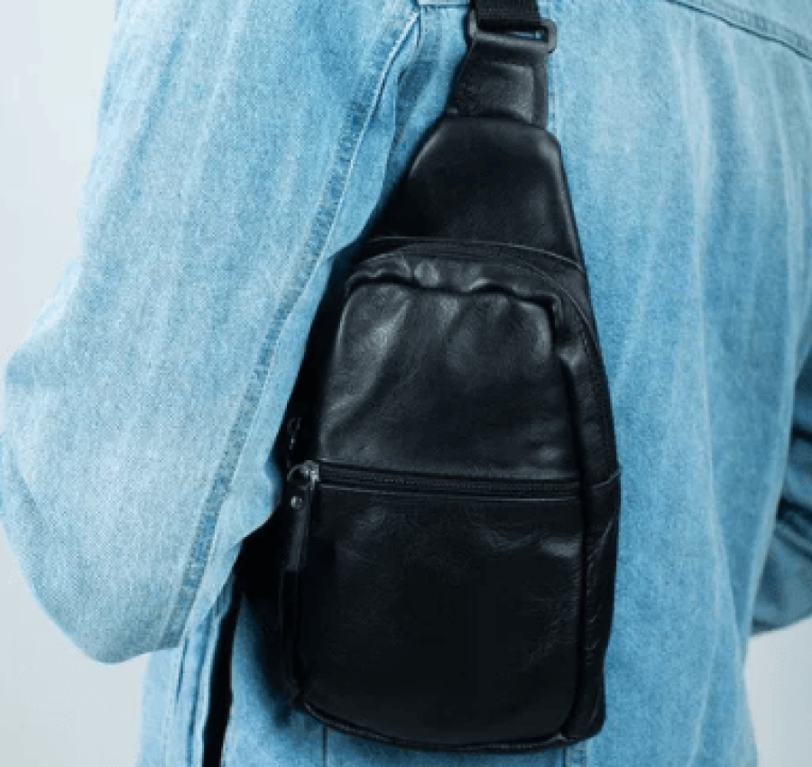 Сумка мужская кожаная слинг через плечо  нагрудная 014 Лучшая цена! 2