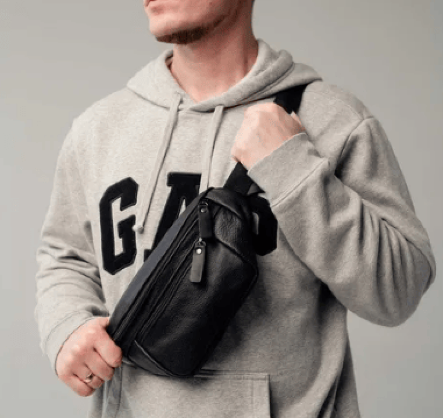 Мужская кожаная бананка поясная  на пояс  через плечо 007 2