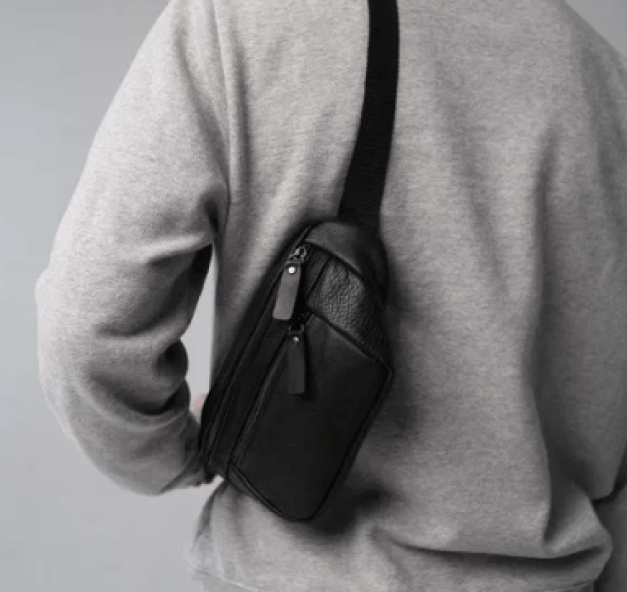 Мужская кожаная бананка поясная  на пояс  через плечо 007 3