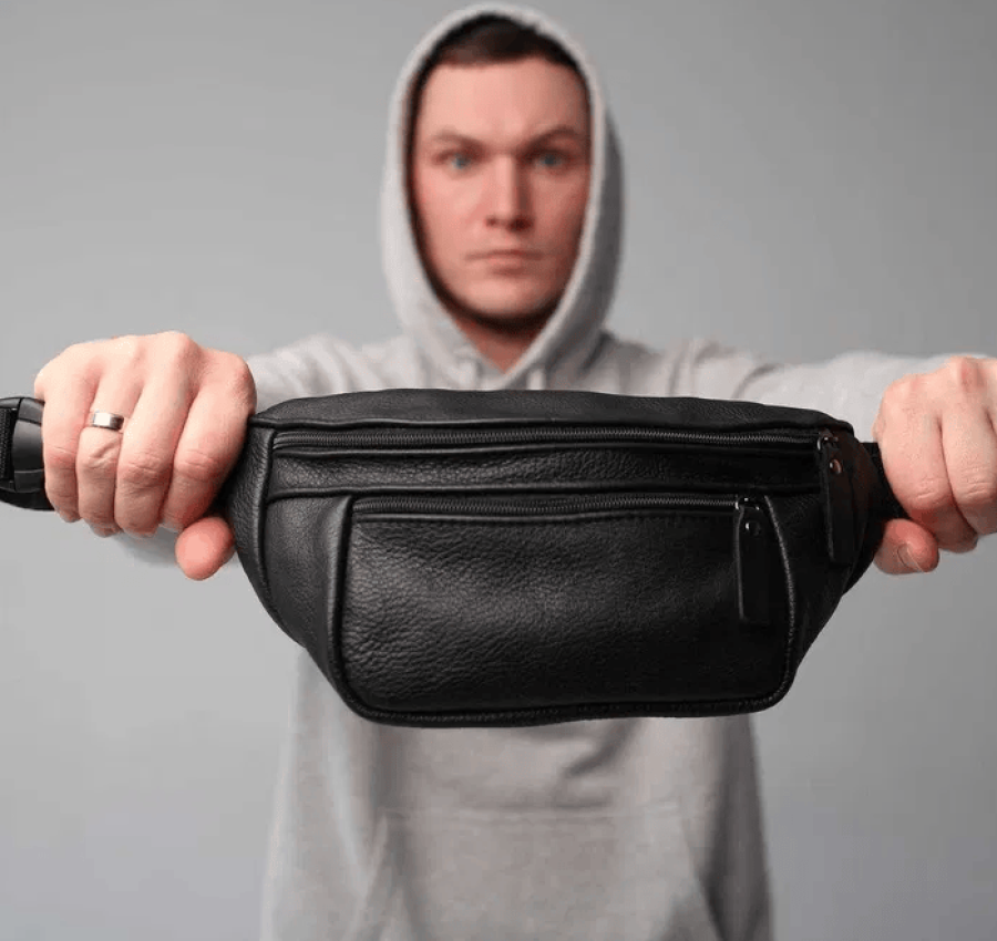 Мужская кожаная бананка поясная  на пояс  через плечо 007 4