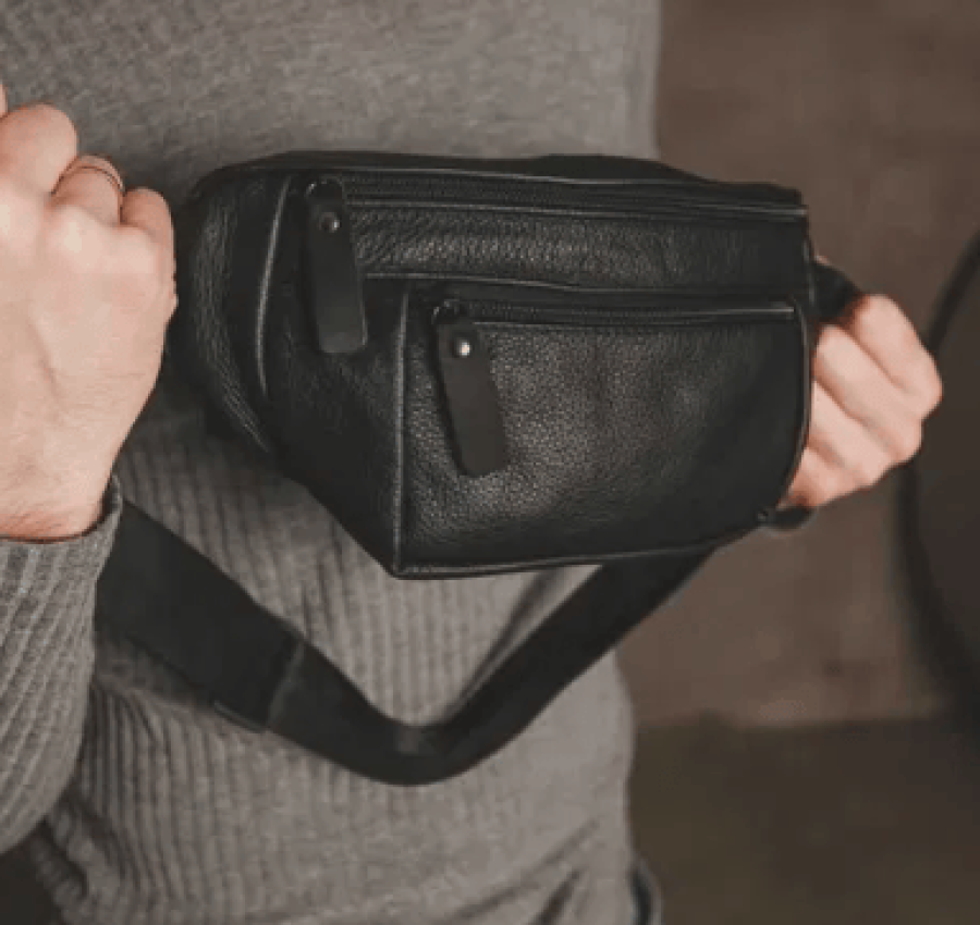 Мужская кожаная бананка поясная  на пояс  через плечо 007 6