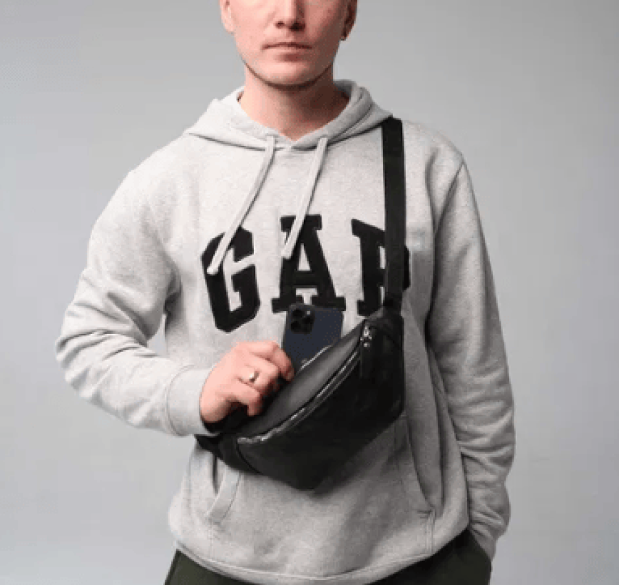 Мужская кожаная бананка поясная  на пояс  через плечо 010 7