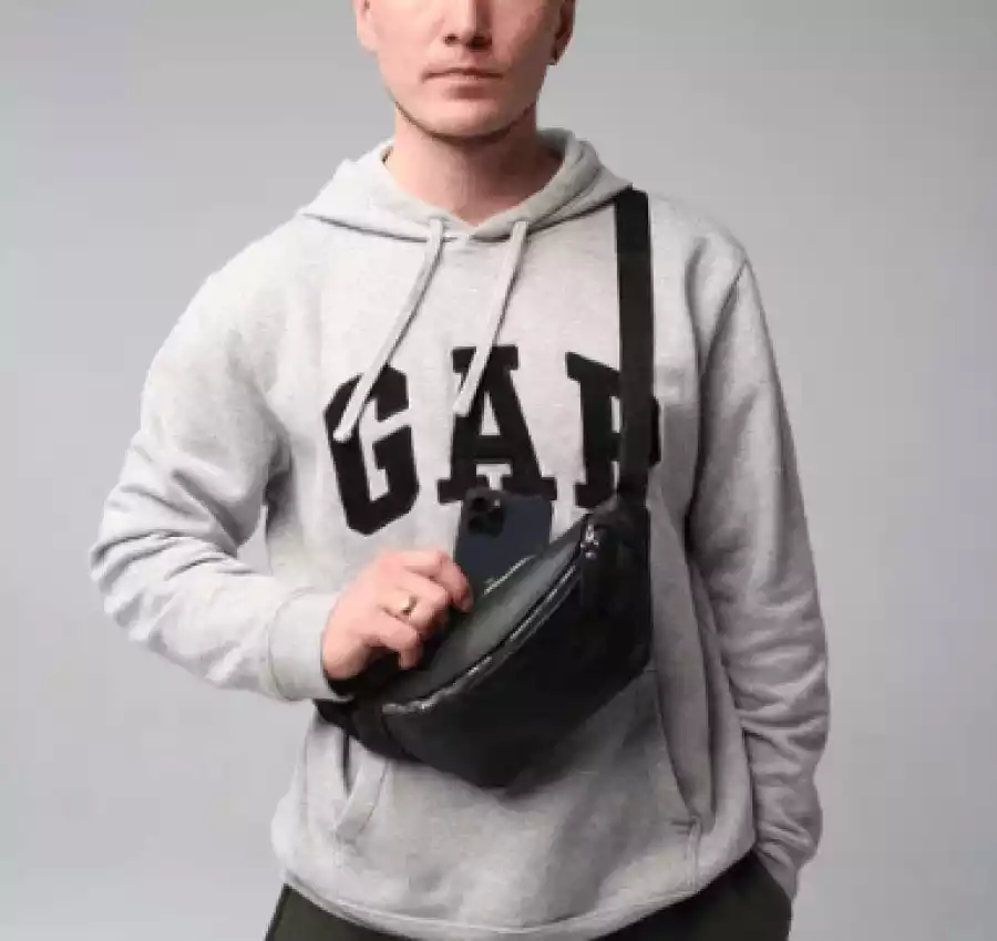 Мужская кожаная бананка поясная  на пояс  через плечо 010 7