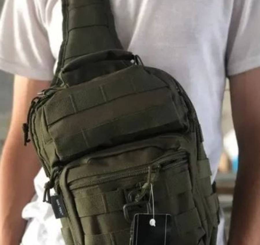Тактичний рюкзак сумка через плече Mil-Tec Чорна і Олива на 10л 5
