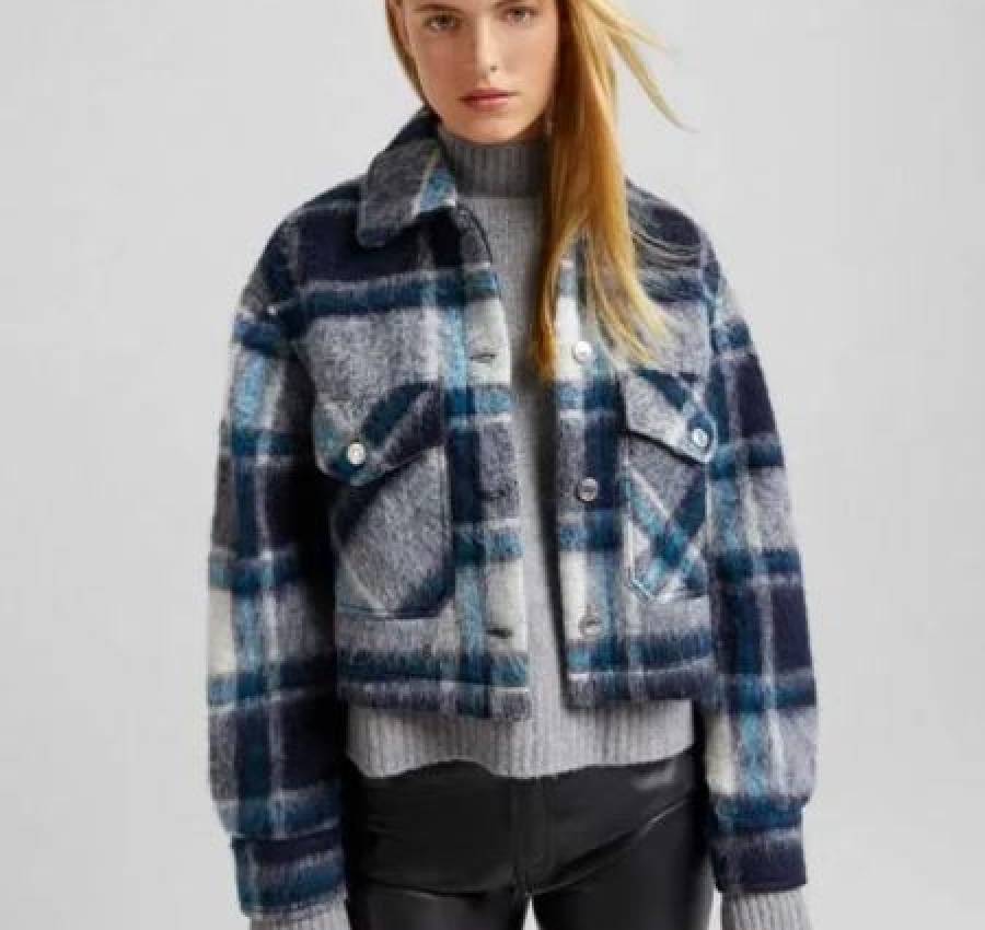 Bershka теплая рубашка жакет в клетку 20% шерсть 2