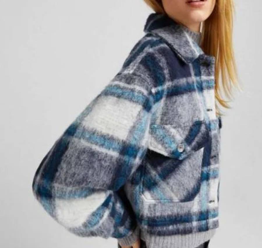 Bershka теплая рубашка жакет в клетку 20% шерсть 5