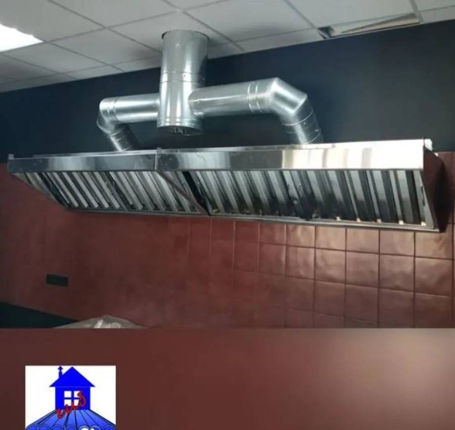 Вытяжка нерж 200х60 см с жироулавителями. Зонт вытяжной 2