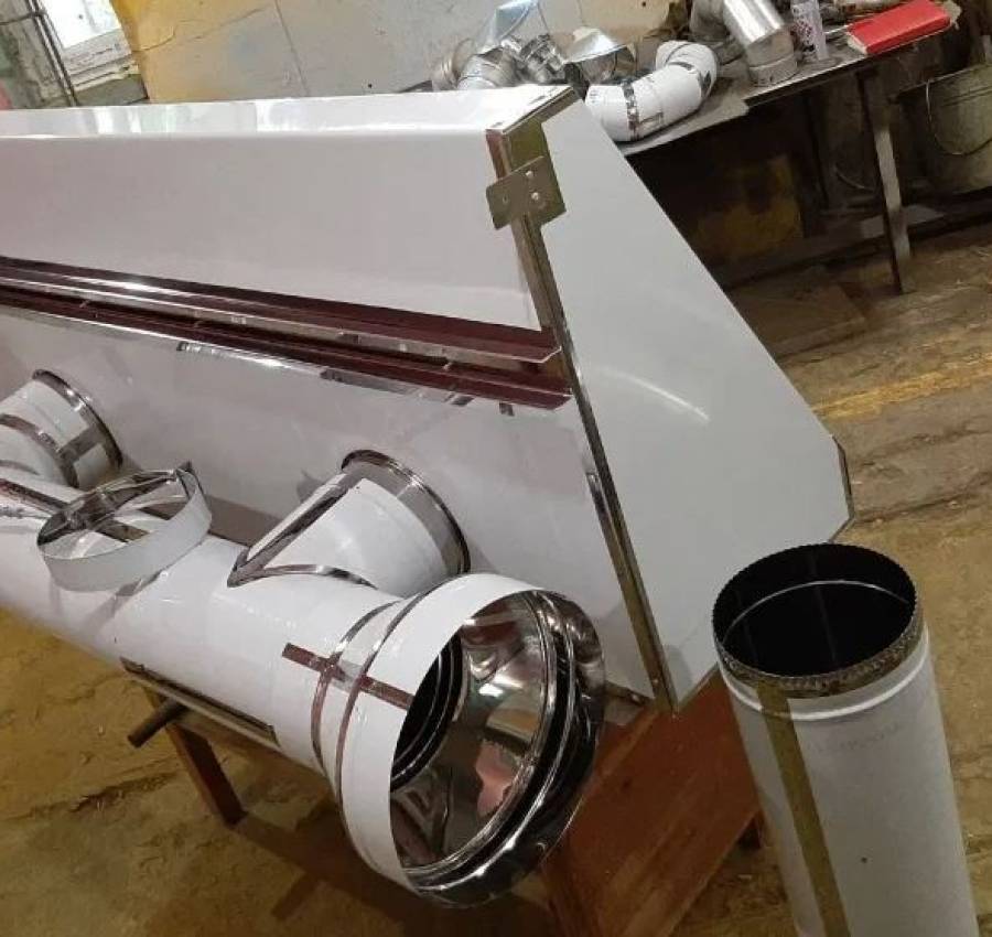Вытяжка нерж 200х60 см с жироулавителями. Зонт вытяжной 3
