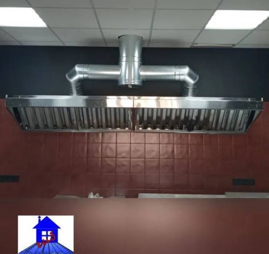 Вытяжка нерж 200х60 см с жироулавителями. Зонт вытяжной 5