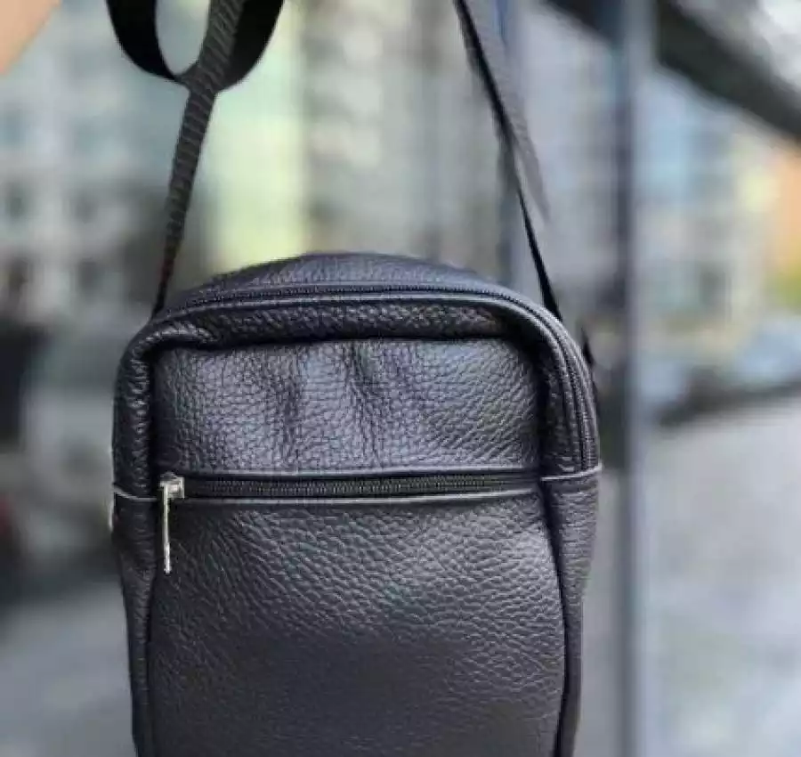 Мужская сумка через плечо барсетка чоловіча кожа черная Турция 3