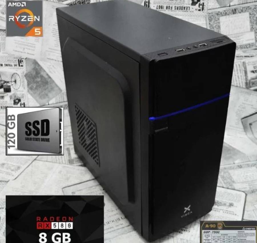 Игровой ПК Ryzen V 16GB120 SSD+500hddrx 580 8Gb. Гарантия!