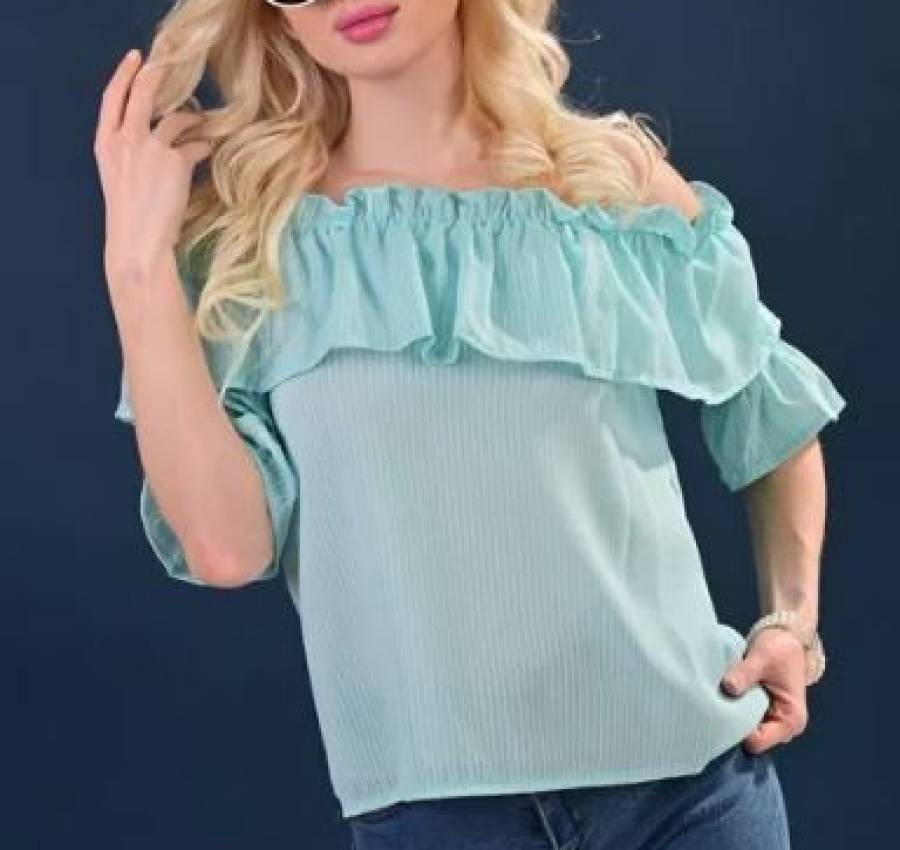 Блузка, кофта, креп-шифон р. 42, 44, 46, 48 розовий, синій, блакитний 0